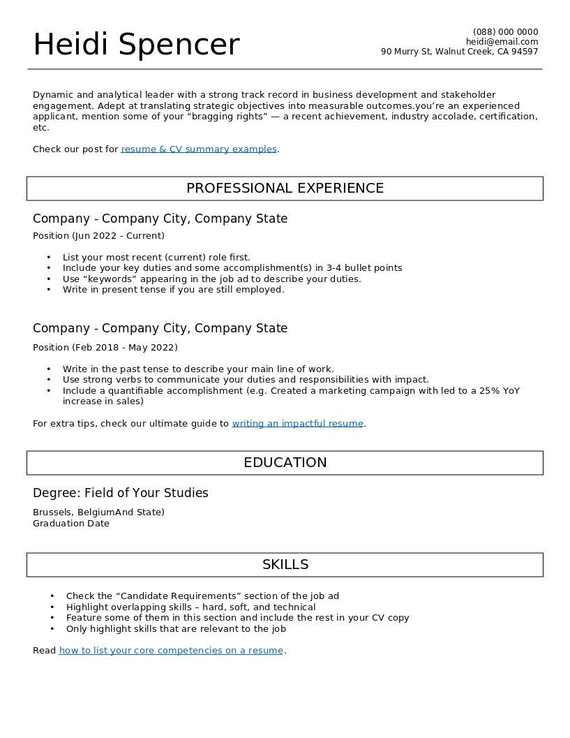 minimalista cv – anteprima